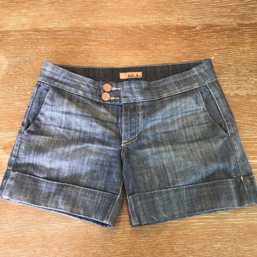 See Thru Soul Denim Cuff Shorts vintage wash